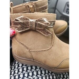 Stride Rite 360 Tan Suede Glitter Bow Zip Winter Boots Toddler Girls Size 7